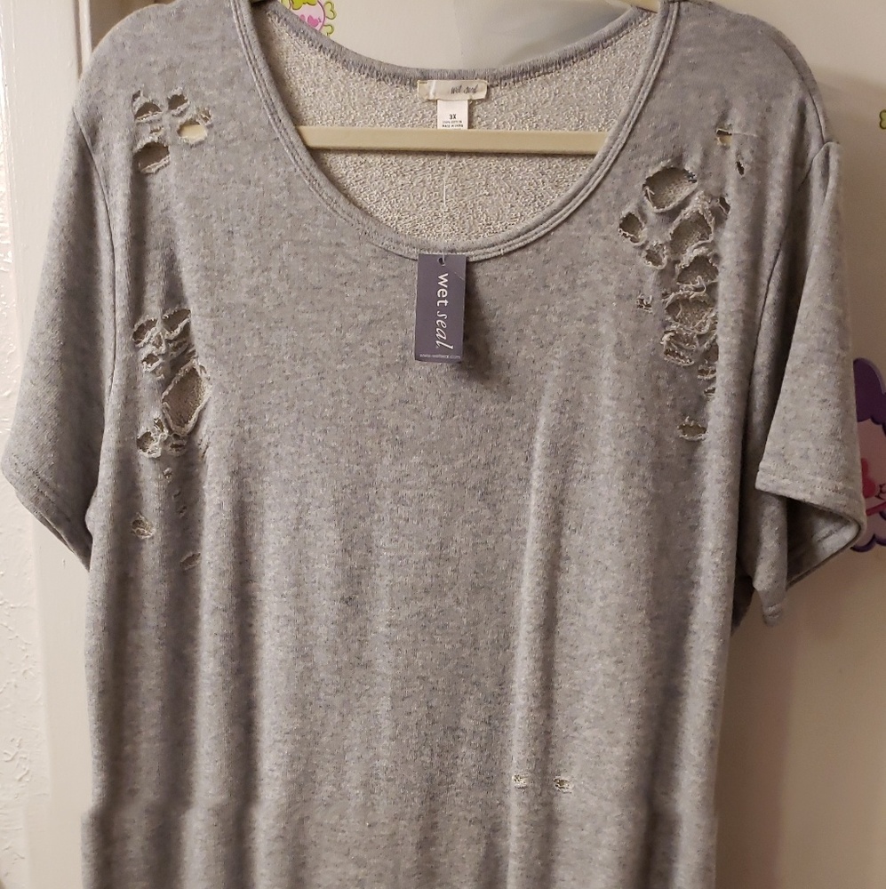 Brand new distress gray dress Wet Seal